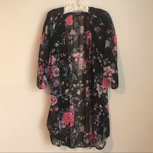 Black Floral Kimono